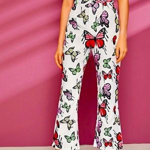 Y2k Butterfly Flare Leg Pants